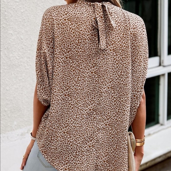 Boho Leopard Print Batwing Sleeve Top Blouse - Picture 2 of 5